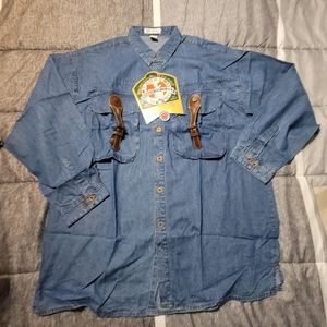 Rare 1990's Find~New Vintage Denim Shirt~World Top Class~wTc~XL~Hip Hop